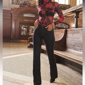 WHBM High Rise Sculpt Embellished Flare Jeans